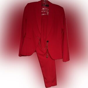 ZARA- 2pc Red Suit with Gold Chain Detail